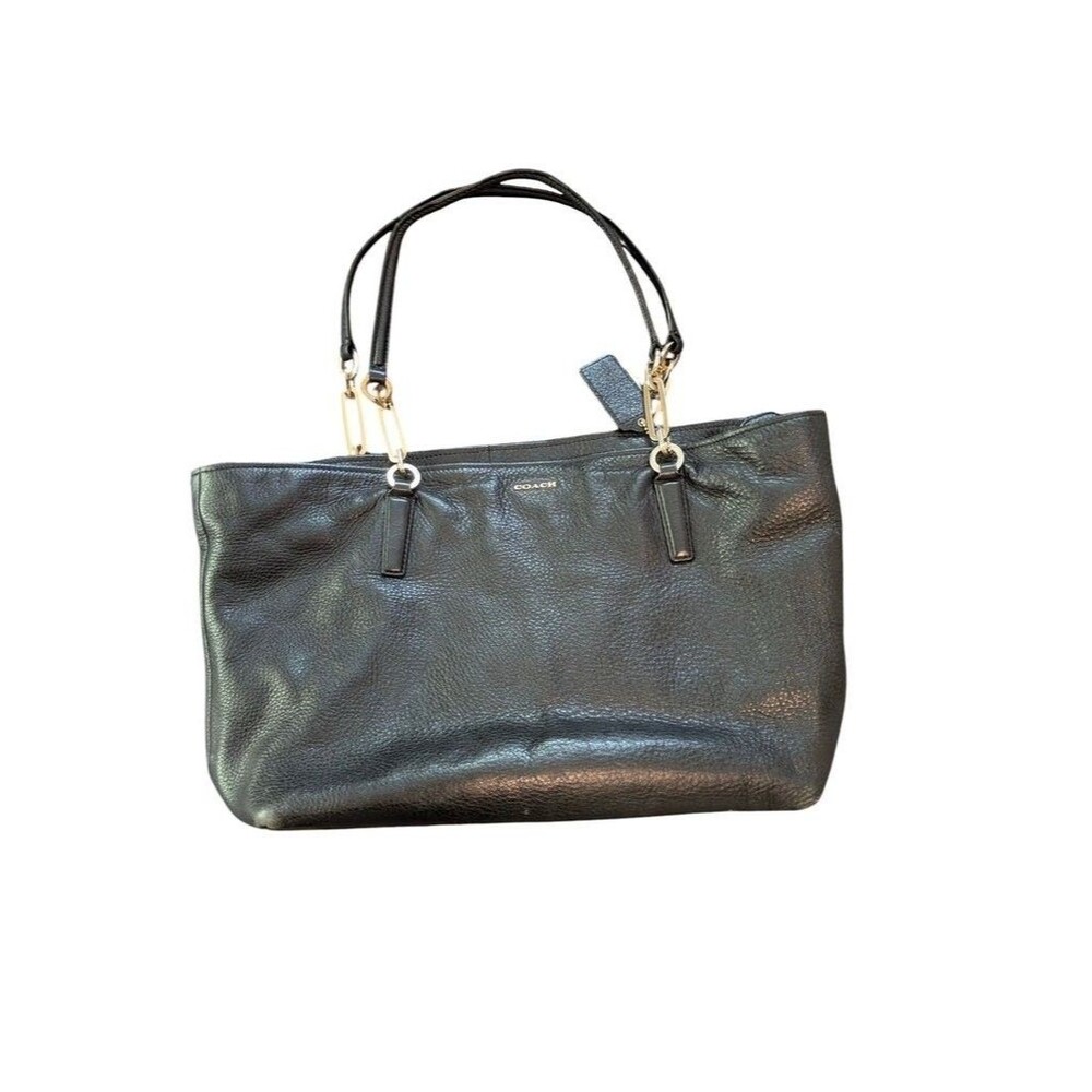 Coach Black Pebbled Leather Tote Bag with Gold Hardware - Picture 2 of 7
